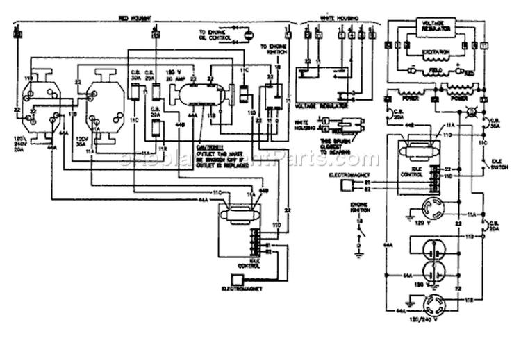 Page D Diagram and Parts List for 8927-0  Briggs and Stratton Generator